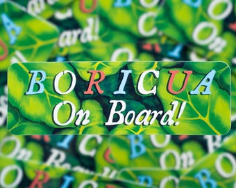 Boricua On Board Vinyl Bumper Sticker (Waterproof/ UV Resistant)