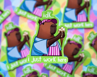 IDK…I Just Work Here Vinyl Sticker (Waterproof)