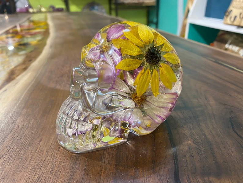 Custom Resin Skulls With Real Flowers. Roses Carnations Etsy
