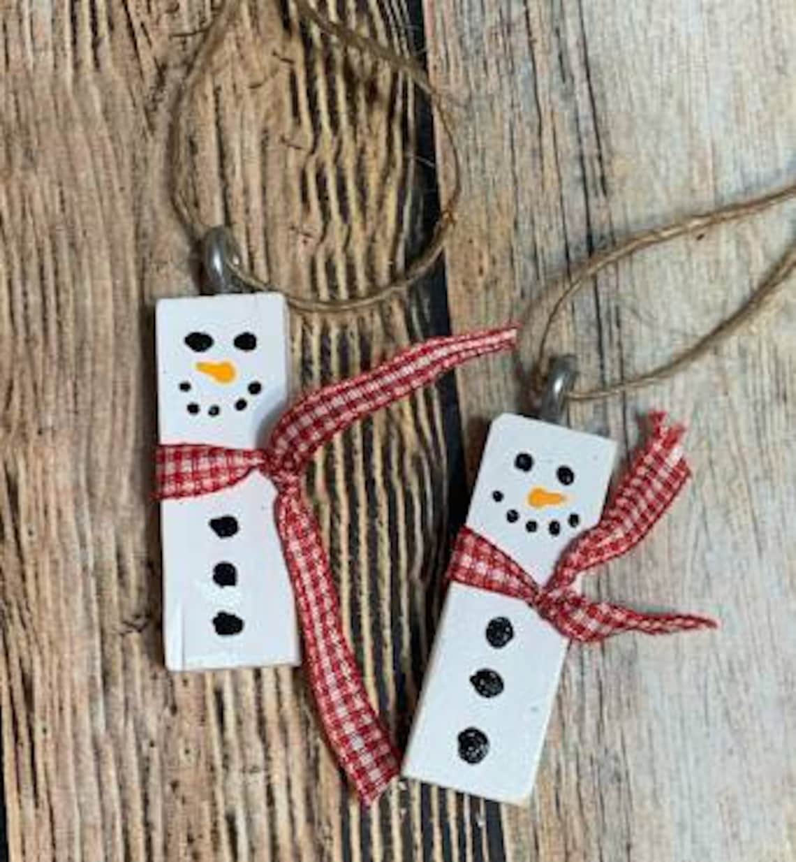 Snowman Jenga Block Ornaments | Etsy