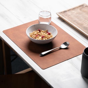 Manteles individuales de cuero reciclado • Impermeables y resistentes • Para bares y comedores • Decoración del hogar • Fáciles de limpiar • A prueba de niños • Rectangulares