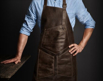 Genuine Leather Apron • Made in Austria • Personalized Gift • Soft • Lightweight • Heat protection • Waterproof • Grill and BBQ