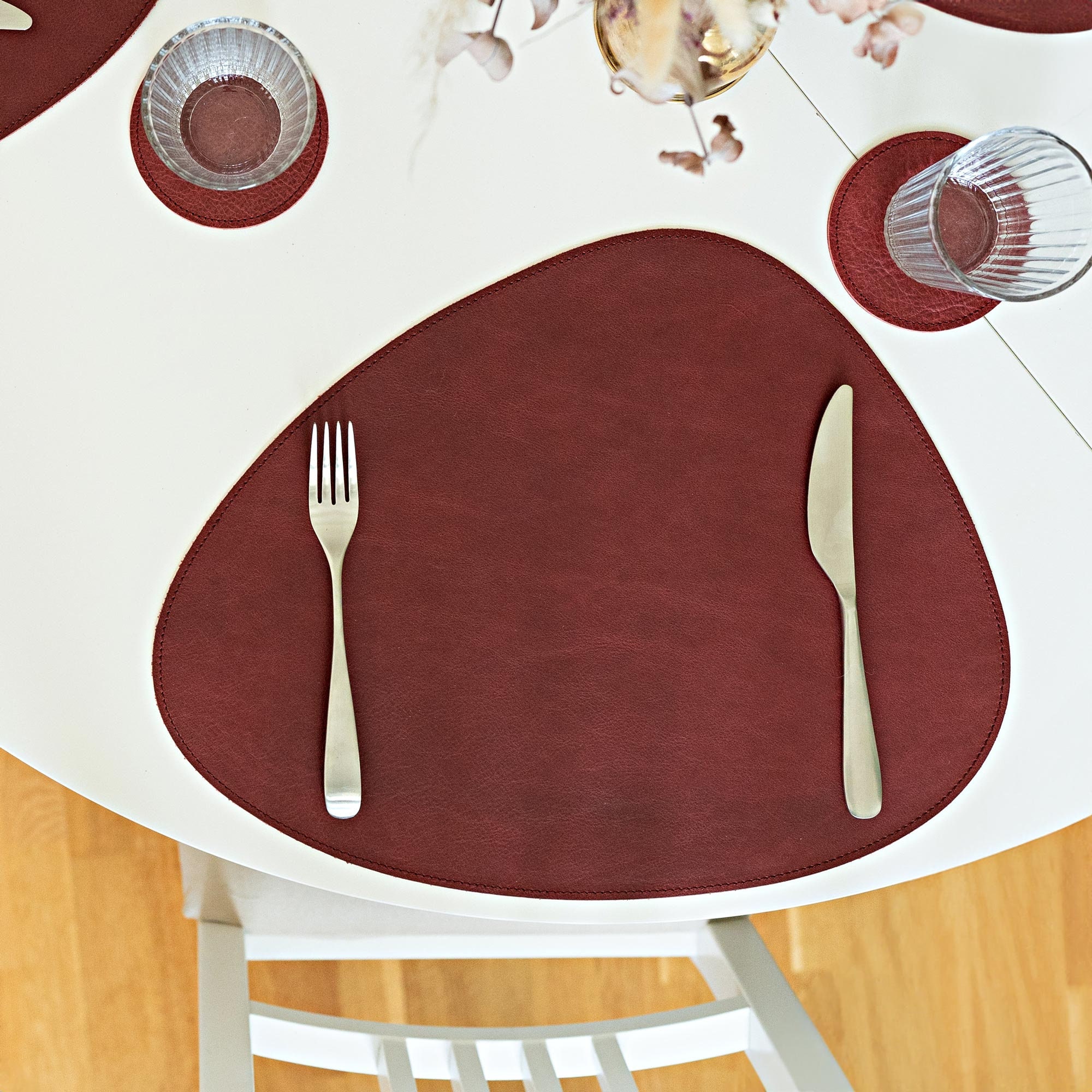 Lot De 4 Ou 6 Sets De Table Cuir Beige - Imperméables Et Lavables