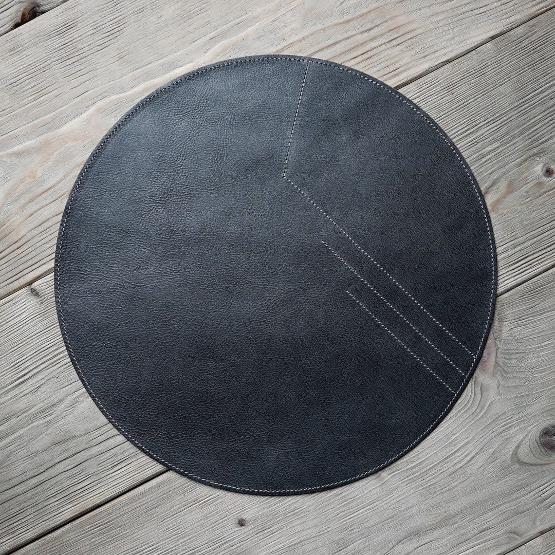 Handmade Genuine Leather Round Placemats Waterproof, Washable and