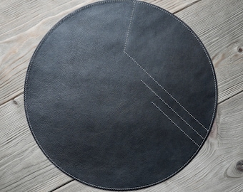 Handmade Genuine Leather Round Placemats • Waterproof, Washable and Robust • Oil Absorbent •  For Coffee and Dining Table • Easy to clean