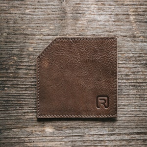 HAND-SEWN Leather Coaster Waterproof and Robust Suede Lining For Bar and Table Great Barware Gift image 3