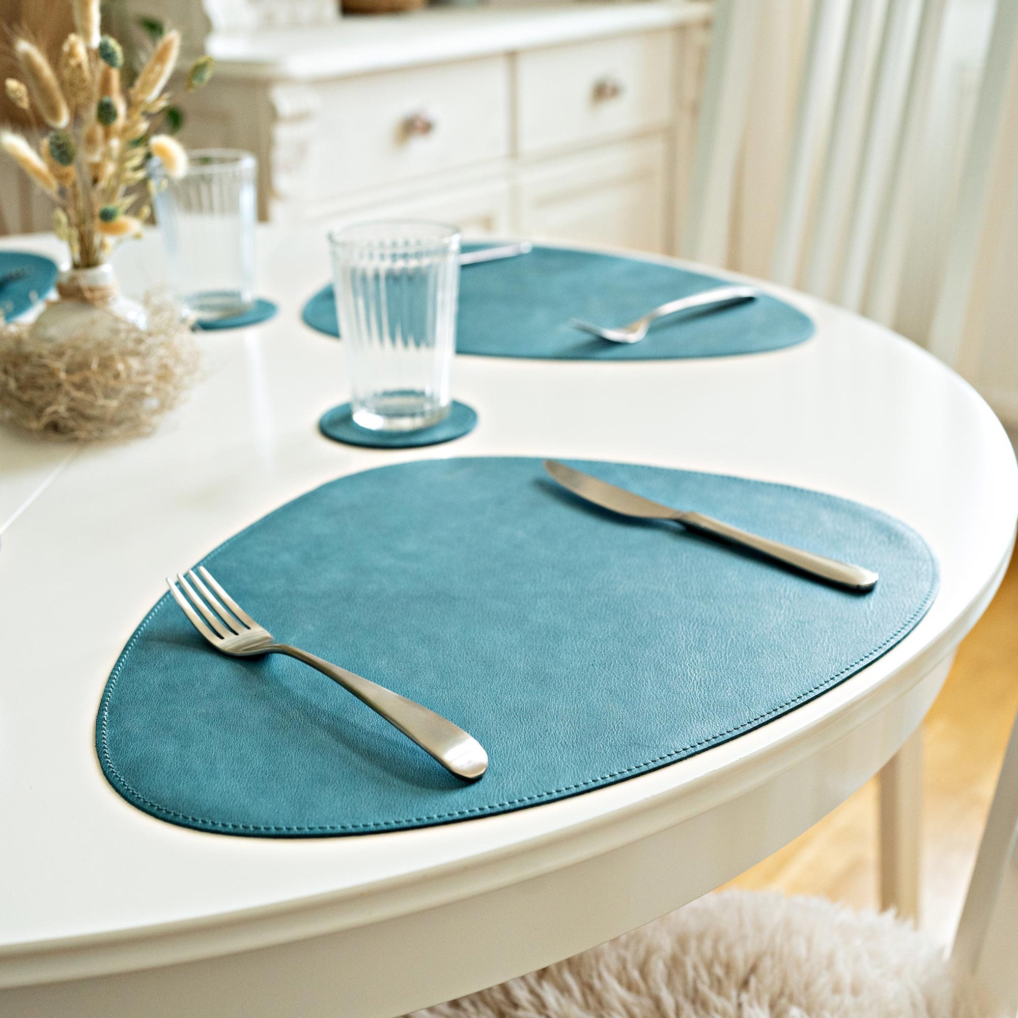 Handmade Genuine Leather Triangular Placemats • Waterproof, Washable and Robust • Oil Absorbent •  For Bar and Dining •  Home Décor