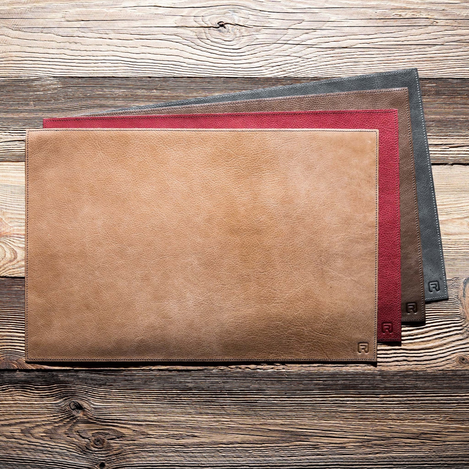 Handmade Genuine Leather Rectangular Placemats Waterproof and Robust