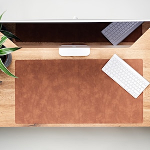 Recycled Leather Desk Mat • Personalized Custom Desk Pad • Waterproof • Office Desk Blotter • Writing Pad • Giftable • Does not scratch