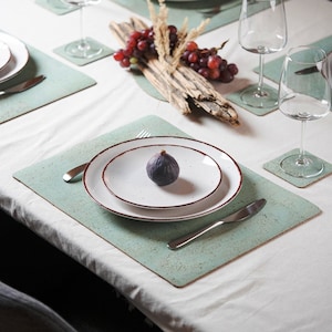 Handmade Cleanable Cork Placemats • Waterproof and Robust •  For Bar and Dining • Home Décor • Easy to wipe off • Child-Proof • Rectangular