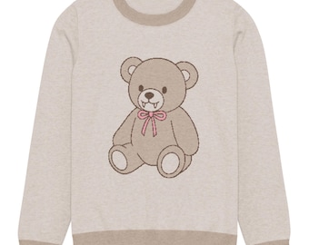 Vampire Teddy Bear Sweater: Unisex Knit Pullover, Kawaii Halloween