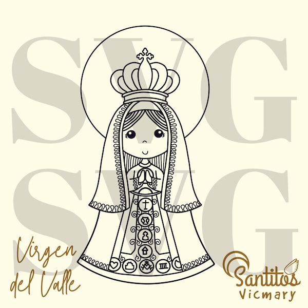 Virgen Del Valle, Illustration of Our Lady of the Valley Digital Download in SVG, DXF, and PNG Formats, Perfect for Cutting and Separation