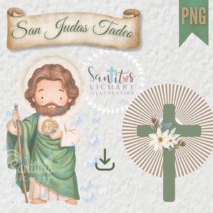 San Judas Tadeo Watercolor PNG | Patron Saint of Desperate Cases | Catholic Digital Art Download for Personal Projects