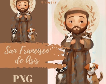 Saint Francis of Assisi / Digital PNG Clipart Download / Peace and Devotion in Your Design / Spiritual decor / Spiritual inspiration.