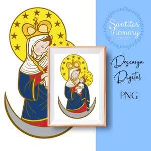 Téléchargement numérique/ vierge de Chiquinquira/ vierge du Venezuela/ vierge de Maracaibo/ sainte patronne de Colombie, image et fond en PNG.