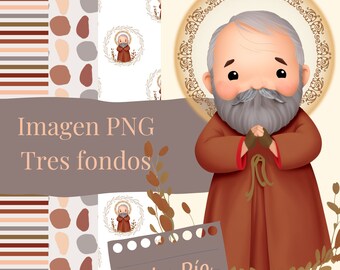 illustration of Padre Pio, Digital Download Painting Clipart and Digital Papers