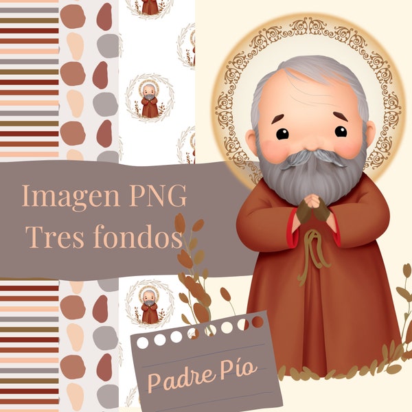 llustration of Padre Pio, Digital Download Painting Clipart and Digital Papers