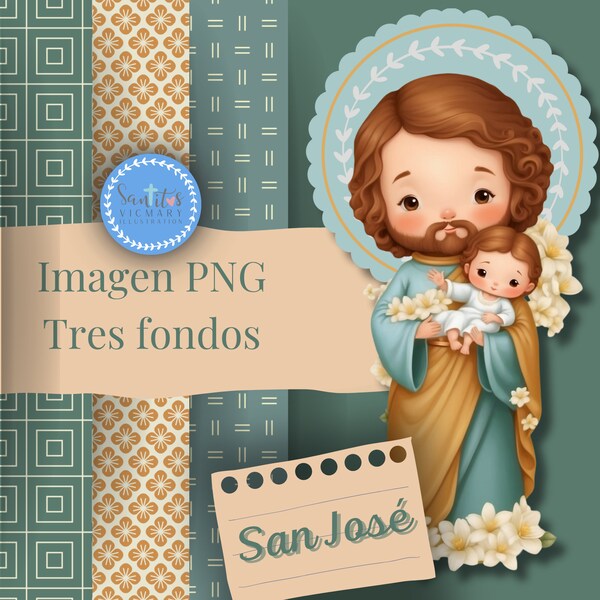 Saint Joseph: Protector and Guide - Downloadable PNG Illustration of Saint Joseph, T-shirt design, First Communion and Baptism Cards