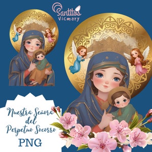 Download the cartoon style illustration PNG Virgin of Perpetual Help, Our Lady of Perpetual Help, Nossa Senhora do Perpétuo Socorro, clipart
