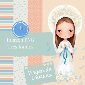 Download digitale della Vergine di Lourdes, eleva la tua spiritualità, scarica la nostra illustrazione della Vergine di Lourdes, clipart png, carte catholi
