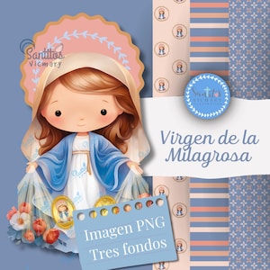 Virgen de la Milgrosa, of Our Lady of Grace,Digital Download, Clipart and Illustration Paper, Nossa Senhora das Gracas, Miraculous medal.