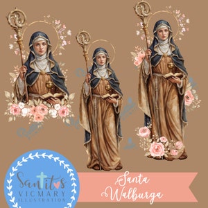 Download illustratie Sint Walburga Engelse missionaris beschermer tegen heksen en plagen PNG-formaat digitale clipart scrapbookingideeën