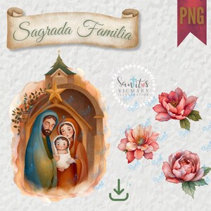 Kerststal PNG | Kerststal Aquarel Digitaal Download Religieuze Clipart voor Vakantiedecoratie, Digitale Aquarel Geboorte