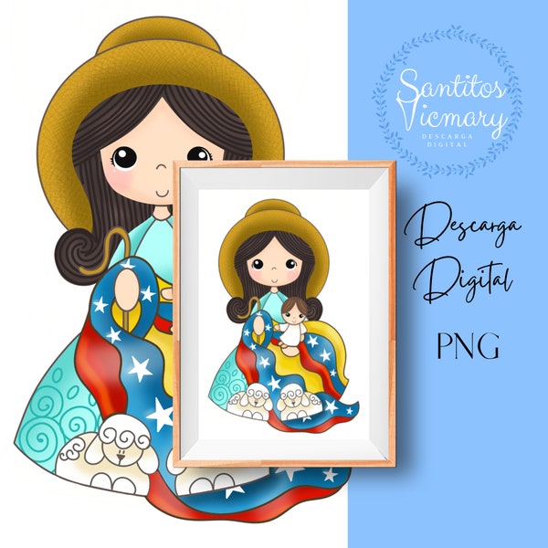 Divina Pastora, Digital Illustration of Serenity - Catholic Art Download for Spiritual Inspiration,Devotional Printable Divina Pastora.