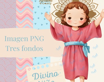 Divino Niño Jesús, Illustration of the Divine Child, Digital Download, Digital Paper, and PNG Clipart. (r)