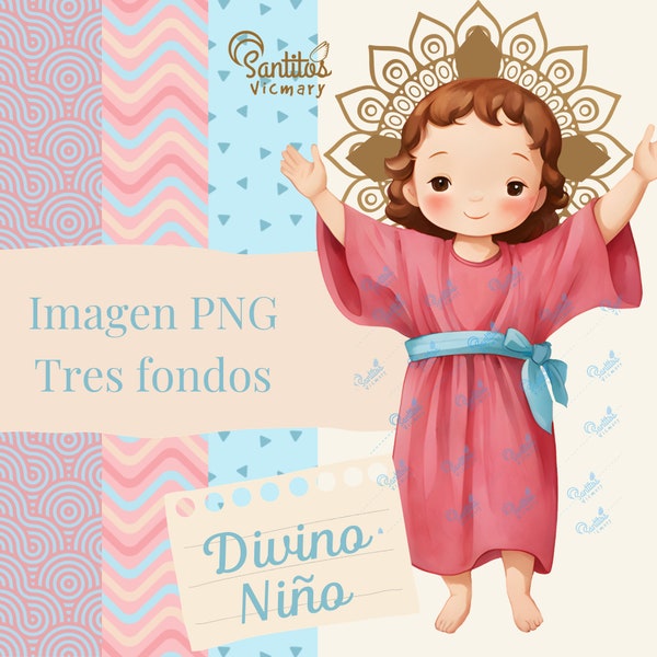 Divino Niño Jesús, Illustration of the Divine Child, Digital Download, Digital Paper, and PNG Clipart. (r)