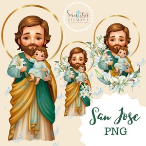 Download an Illustration of Saint Joseph: Religious Art in PNG for Decoration and Devotion | High-Quality Digital Clipart, San Jose Lilies,