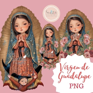 Virgem de Guadalupe Download Digital | Clipart católico PNG | Arte religiosa para cartões de oração e presentes