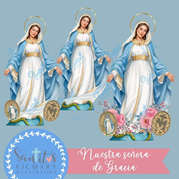 Téléchargez une illustration 1 Notre-Dame de Grâce, Vierge de grâce Art religieux en PNG pour la décoration et la dévotion Clipart numérique de haute qualité