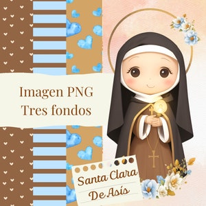 Santa Clara de Assis Digital Download, Santa Clara de Assis, santa italiana de Assis, iluminação png, desenho de Santa Clara de Assis.