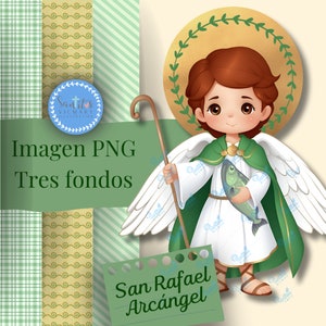 Laden Sie eine Illustration des Erzengels Raphael: Religiöse Kunst in PNG für Dekoration und Andacht herunter | Hochwertige digitale Clipart