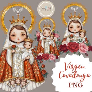 Laden Sie eine Illustration der religiösen Kunst der Marienverehrung der Jungfrau von Covadonga in PNG Digital Clipart herunter, Jungfrau von Covadonga.