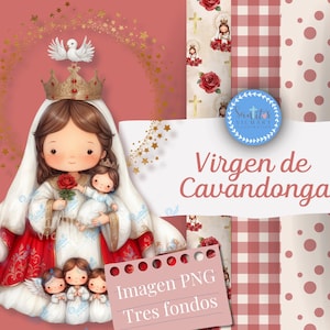 Scarica un'illustrazione dell'arte religiosa della devozione mariana della Vergine di Covadonga in PNG Digital Clipart, vergine di Covadonga.