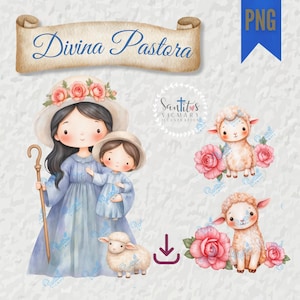 Divine Shepherdess Virgin PNG | Catholic Clipart | Patroness of Barquisimeto | Digital Download Marian Art Religious Printable Virgin Mary PNG