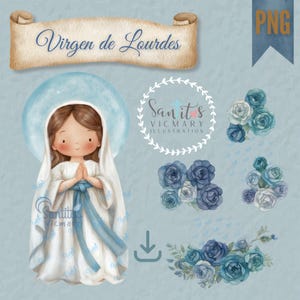 Virgin of Lourdes Digital Download, descarga Digital, Virgem de Lourdes download digital,Clipart, diseño de camiseta,descarga PNG, dtf.