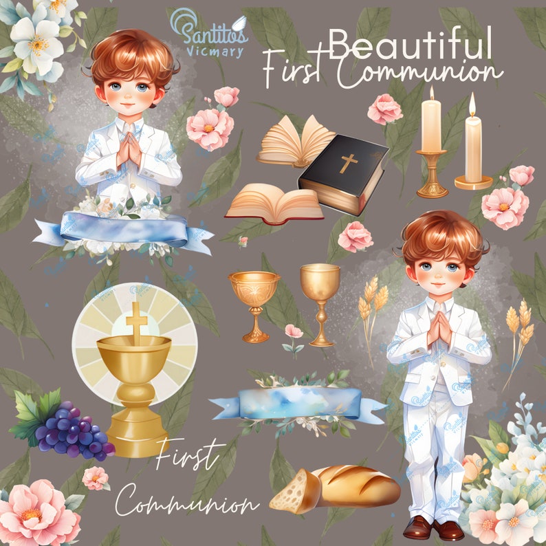 Digital Download Illustration for First Communion, Religious Art for Special Events and Custom Projects image 1