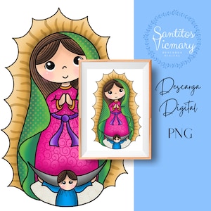 Virgem de Guadalupe, download digital, nossa senhora de Guadalupe, lupita, pintura nossa senhora de Guadalupe, batismo, convite de primeira comunhão.