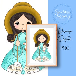 Vergine della Divina Pastora, download digitale, Vergine venezuelana, disegno della Divina Pastora, illustrazione digitale.