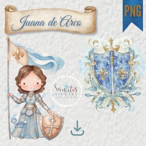 ダウンロード可能な PNG ジャンヌ ダルク ちびイラスト クリップアート – 宗教プロジェクト用のキュートでカラフルなアートワーク、ジャンヌ ダルク。