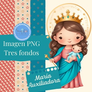 Our Lady Help of Christians, digital download, png format, patron saint of families, Italian saint, patron saint of studies, Maria Auxiliado