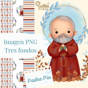 llustration of Padre Pio, Digital Download Painting Clipart and Digital Papers (r)