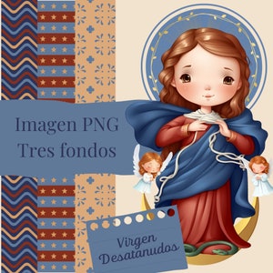 Beata Nostra Signora che scioglie il nodo, arte dell'acquerello della Vergine Maria, stampa digitale SCARICABILE icona cattolica, gif di santi per la mamma clipart PNG