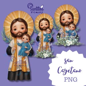 Illustrazione di San Gaetano, clipart, download digitale di San Gaetano, per benedizioni e abbondanza, santo del lavoro, disegni religiosi.