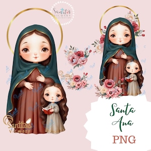 Saint Anne PNG Downloadable Clipart | Catholic Digital Art | Grandmother of Mary Illustration | Religious Printable
