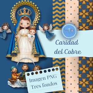Disegno di Nostra Signora della Carità del Rame PNG, patrona di Cuba, illustrazione stampabile, clipart scaricabile per cartoline Caridad del Cobre