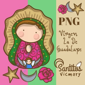 Downloadable PNG Illustration / Our Lady of Guadalupe in Celestial Tenderness, Sublime Details for Your Devotion.